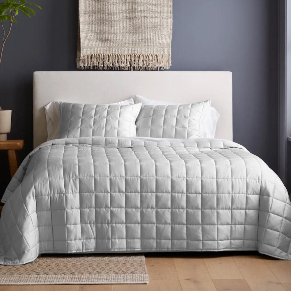 QUINCE Bamboo Box Quilt King/Cal King Light Grey 5219 - Picture 3 of 13